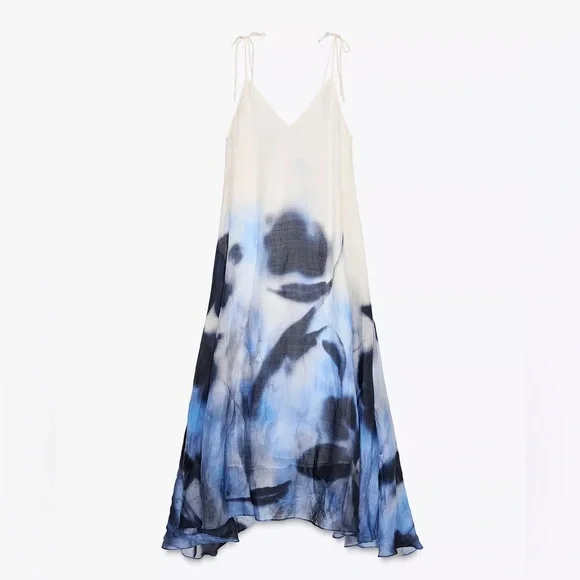 NET ZARA 100% RAMIE PRINT DRESS ZW COLLECTION - Picture 12 of 15